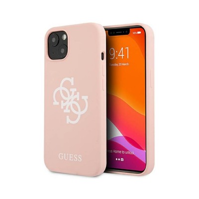 Husa Premium Guess, Originala, Compatibila Cu iPhone 13, Colectia Silicone 4G Logo, Roz